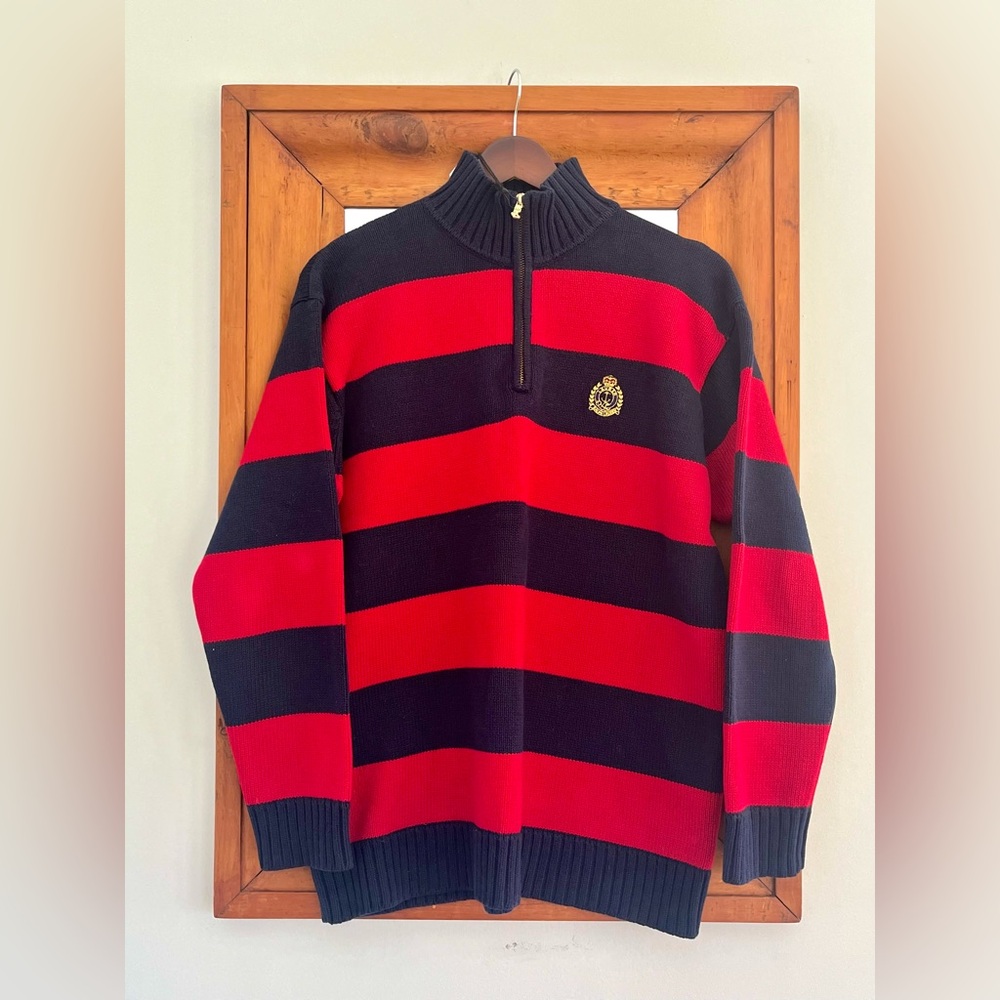 Ralph Lauren Red & Navy Rugby Stripe Sweater